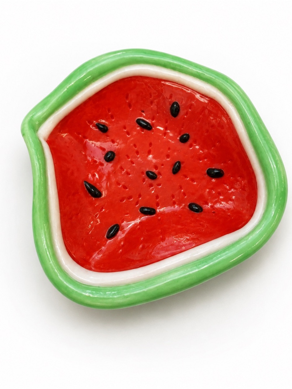 Bright Green & Red Watermelon Ceramic Dish - Home Accents